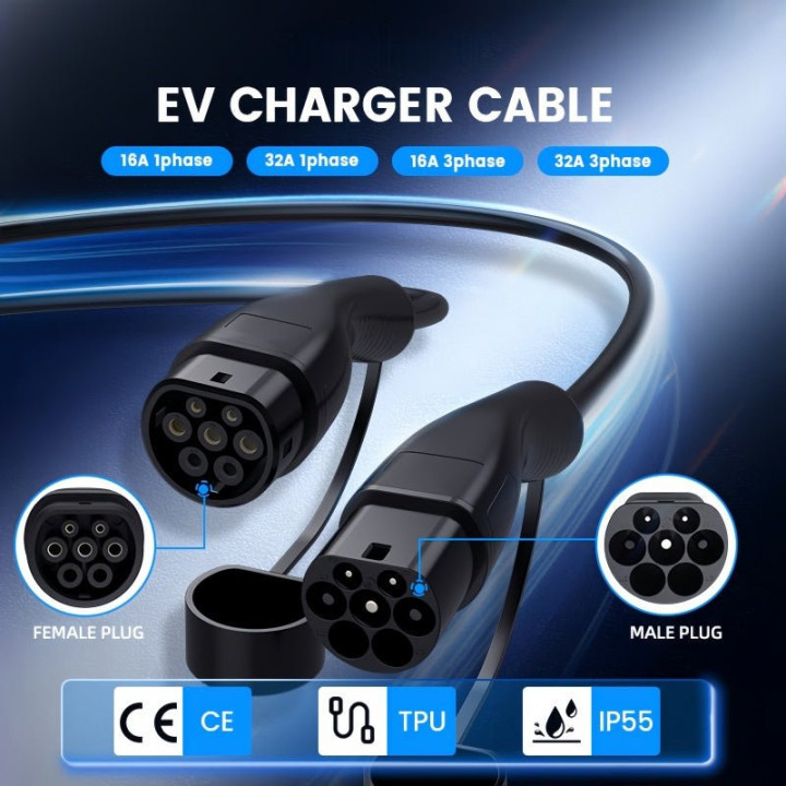 Type 2 Dual-End EV Charging Cable for Xpeng/Zeekr/Geely/Leapmotor