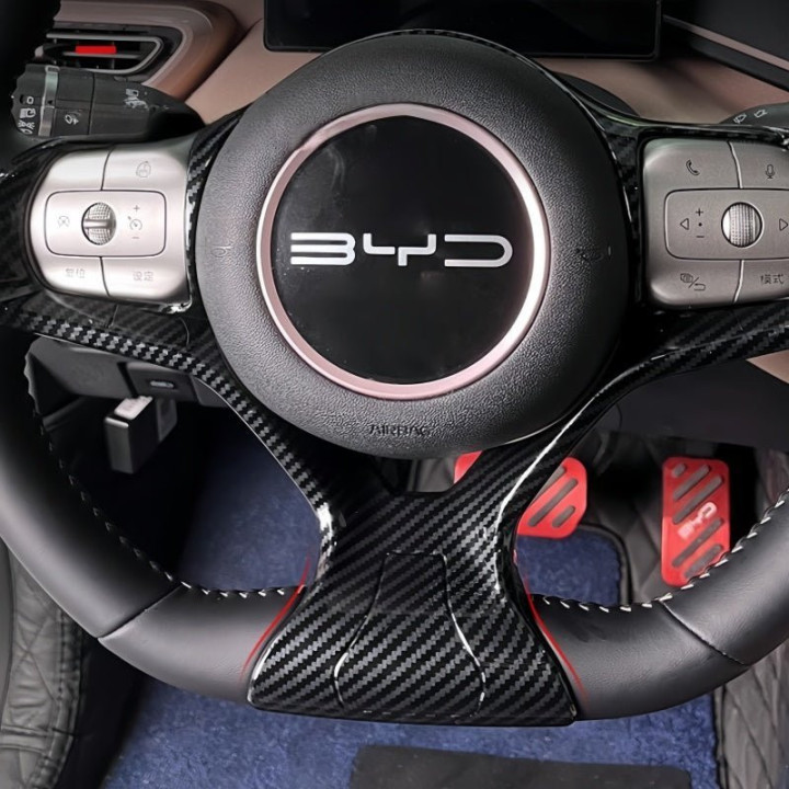 Carbon Fiber Texture Steering Wheel Cover for BYD Dolphin Surf/Seagull
