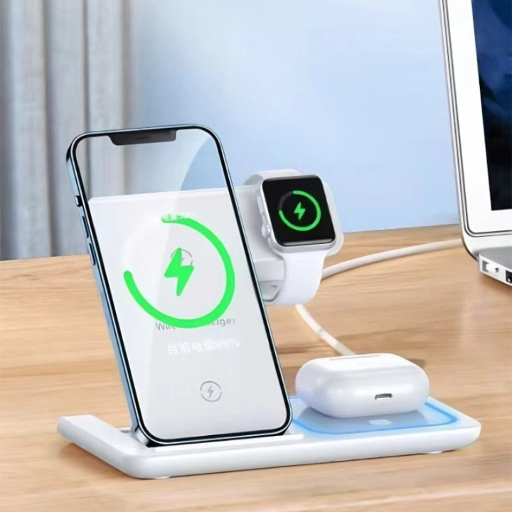 Skládací bezdrátová nabíječka 3 v 1 pro telefon a příslušenství – foto 2