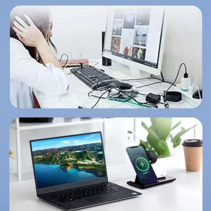 Skládací bezdrátová nabíječka 3 v 1 pro telefon a příslušenství – foto 5